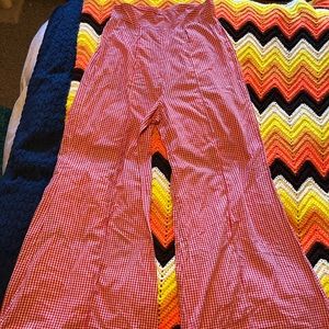 1970’s red gingham bell bottoms